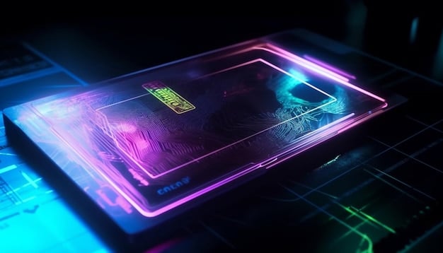 Glowing blue close up of digitally generated data generated by AI